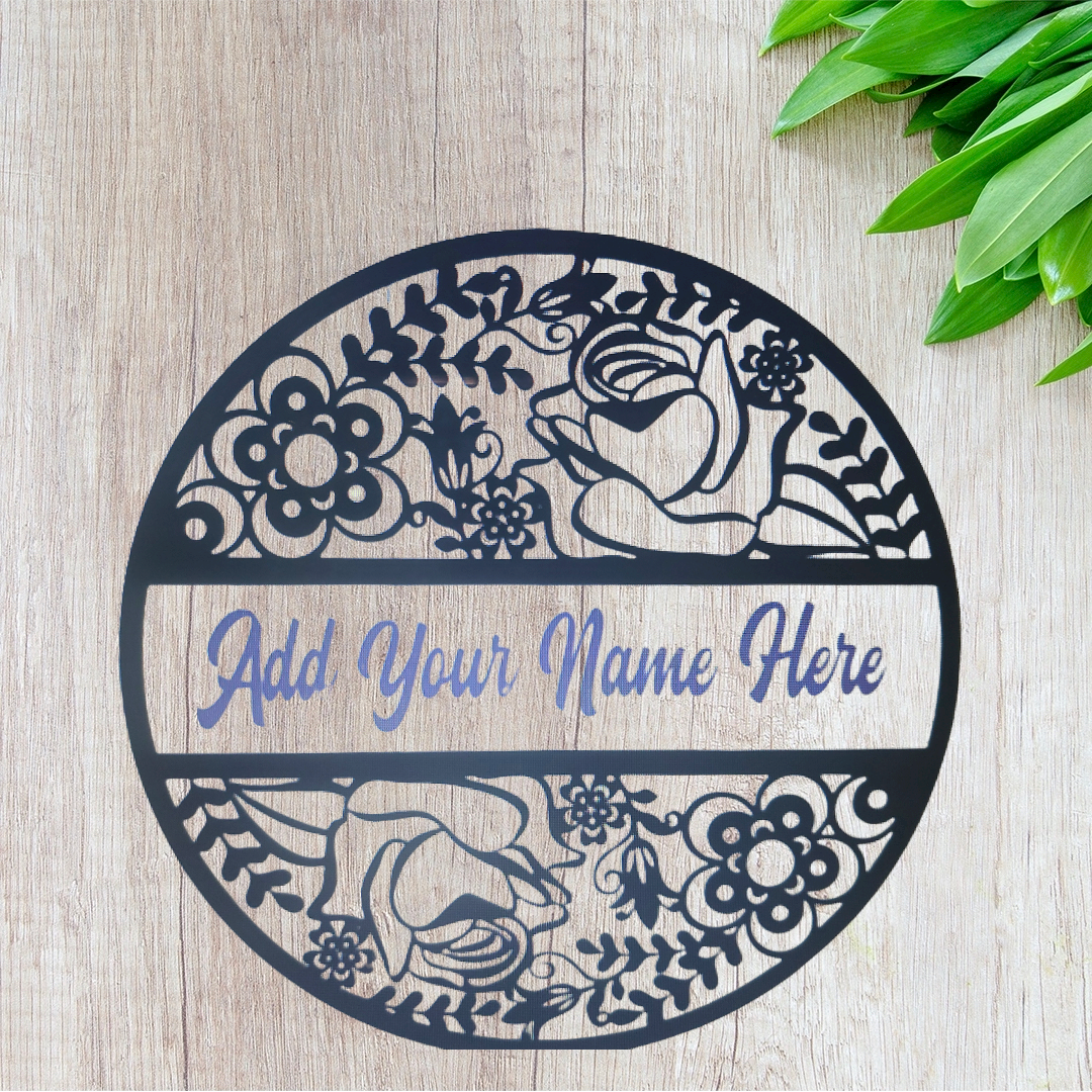 Laser Cut 'Botanical' Family Name Sign