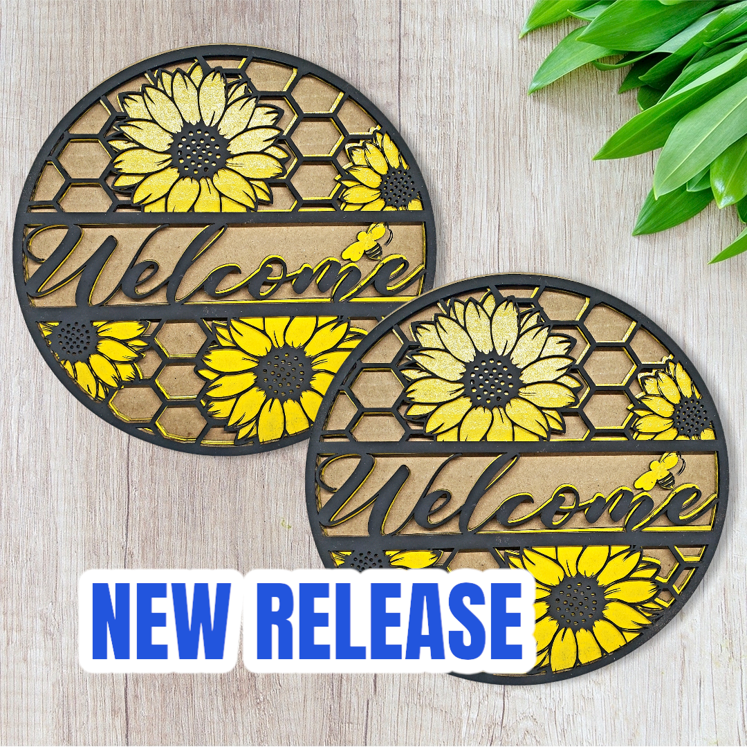 Sunflower Honeycomb Welcome Sign