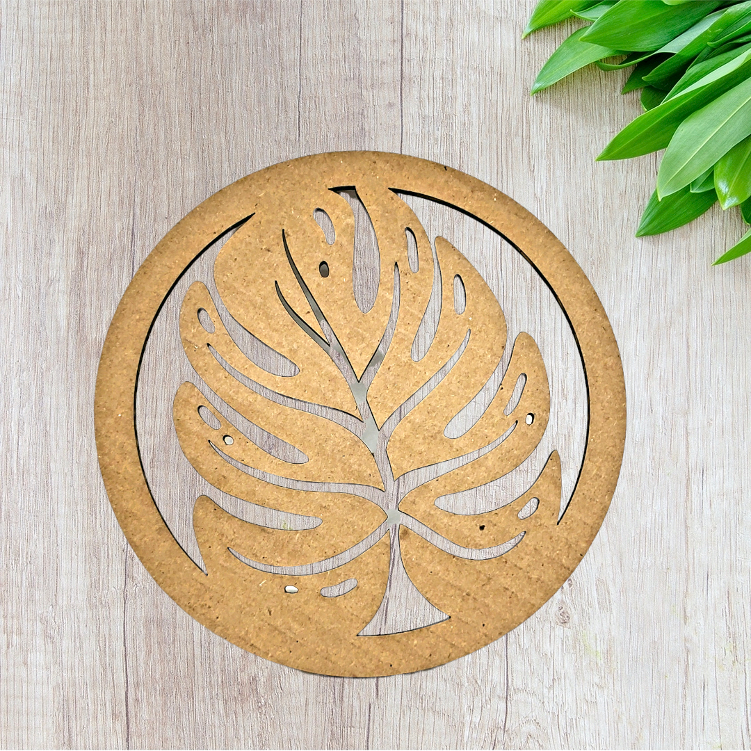 Tropical Monstera Leaf Round Welcome Sign