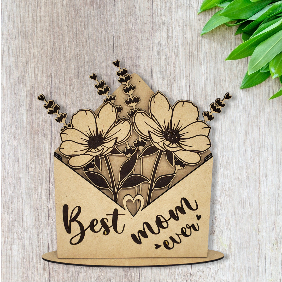 Laser Cut Best Mom Ever Flower Boutique Envelope