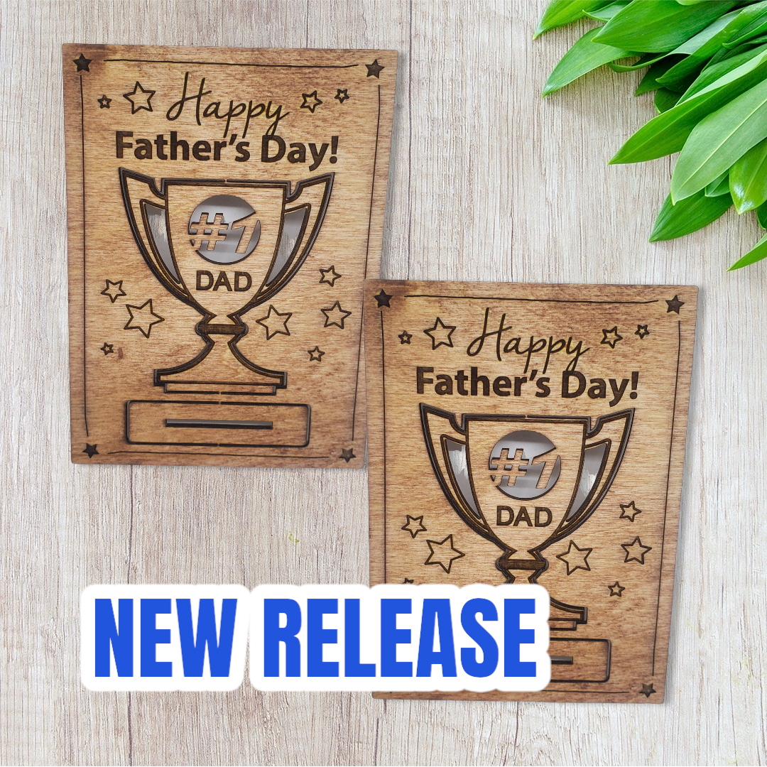 Laser Cut ''#1 Dad Trophy'' Popup Card