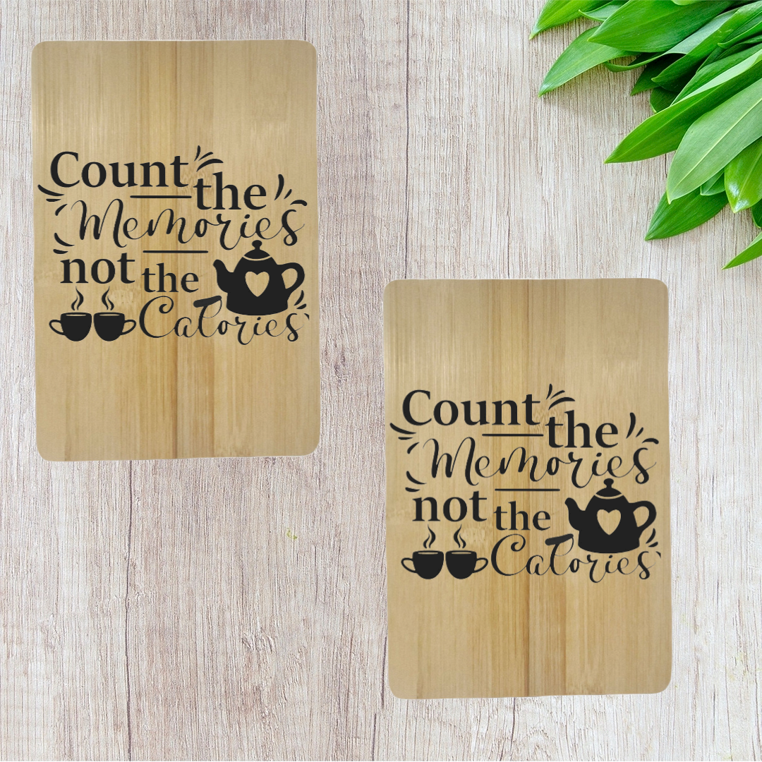 Laser Engraved "Count the Memories" Small Bamboo Cutting Board