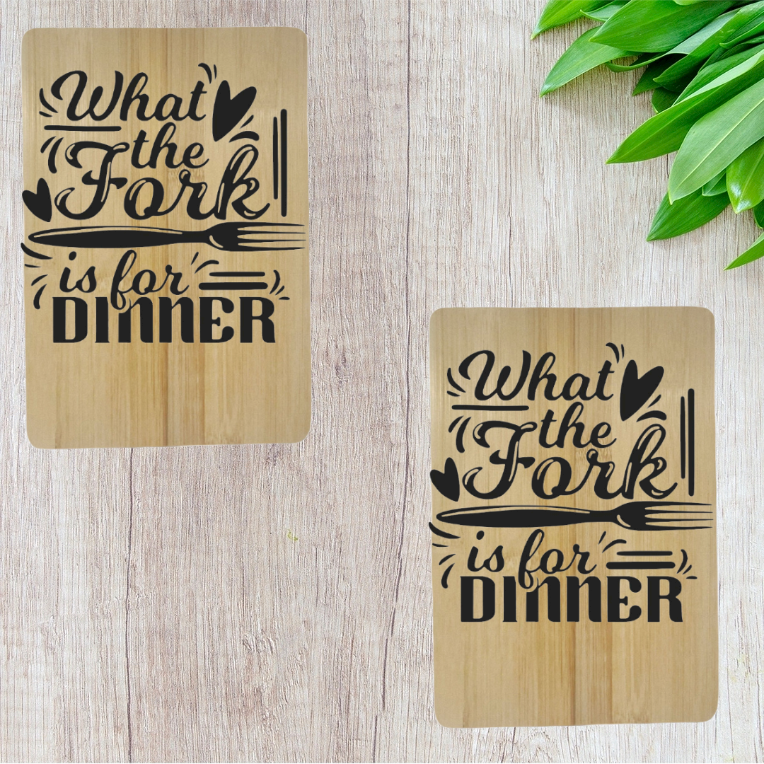 Laser Engrave" What the Fork" Small Bamboo Cutting Board