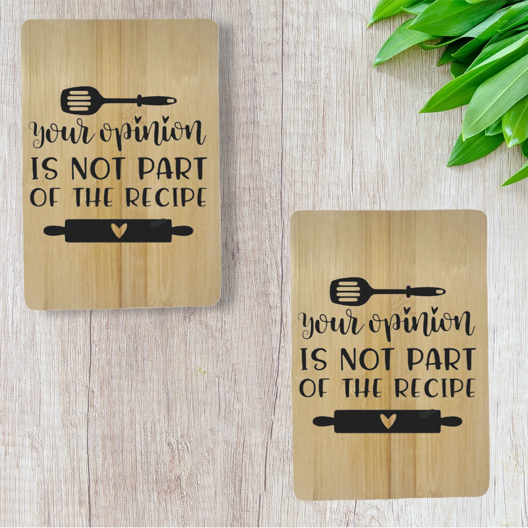 Laser Engraved "Your Opinion" Small Bamboo Cutting Board