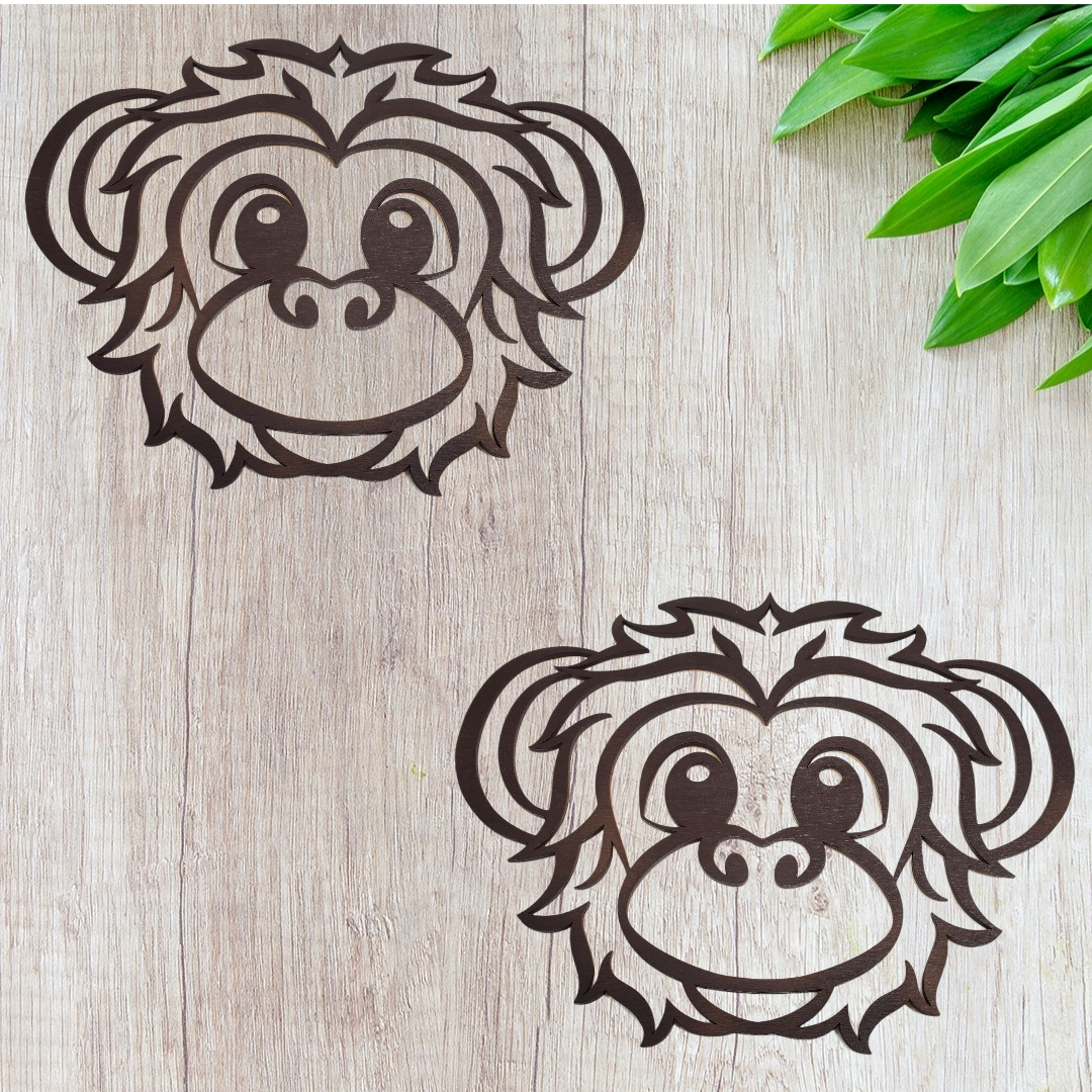 Laser Cut Monkey Face Wall Decor