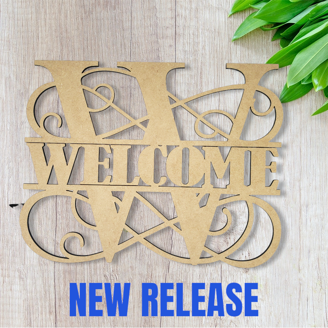 Laser Cut Split Swirl Monogram Name Sign