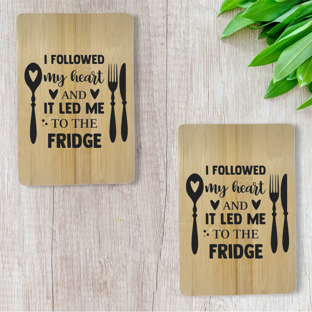 Laser Engraved "Follow My Heart" Small Bamboo Cutting Board