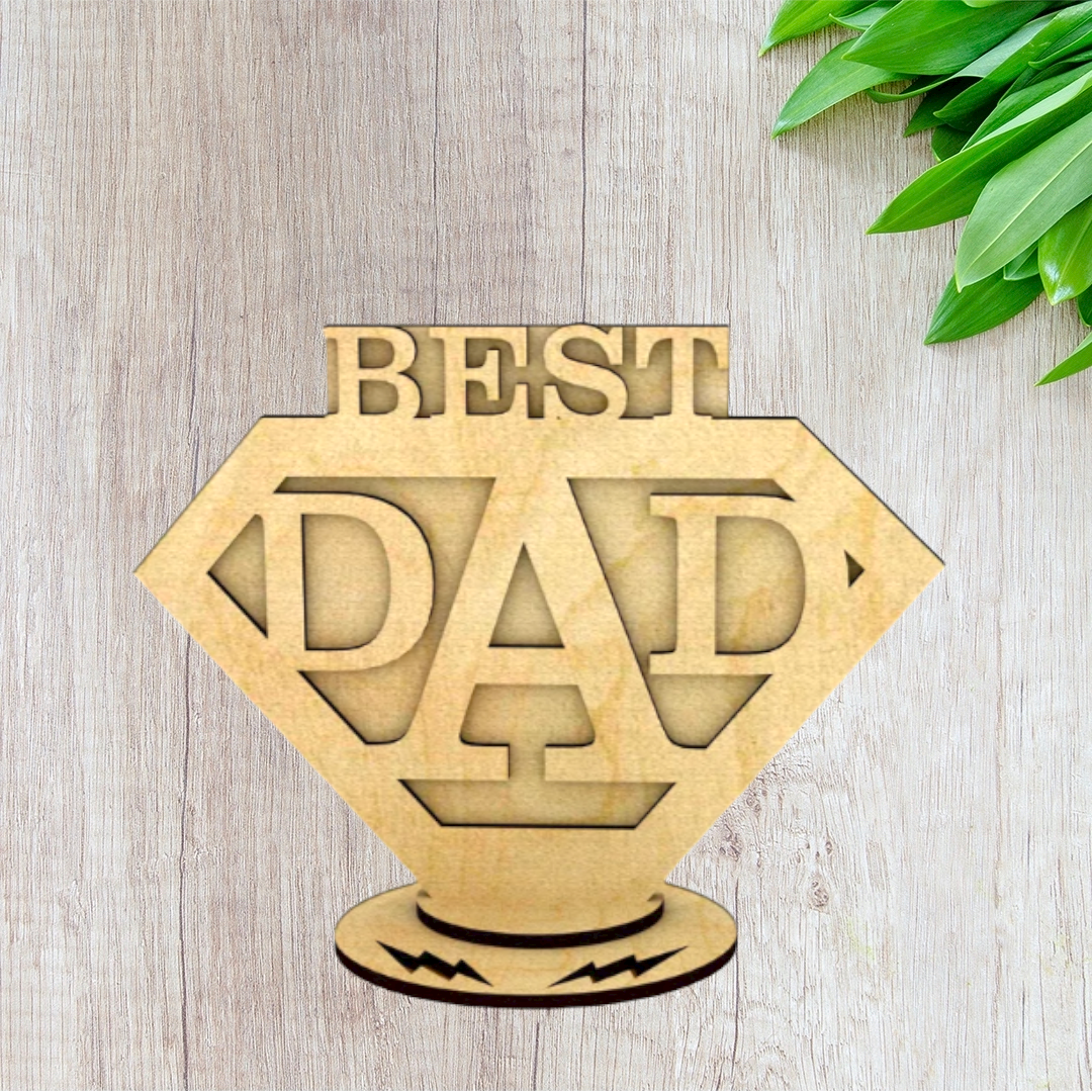 Laser Cut "BEST DAD Trophy" Stand