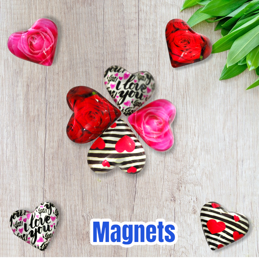 3D Heart Shaped Love Theme Magnet Set