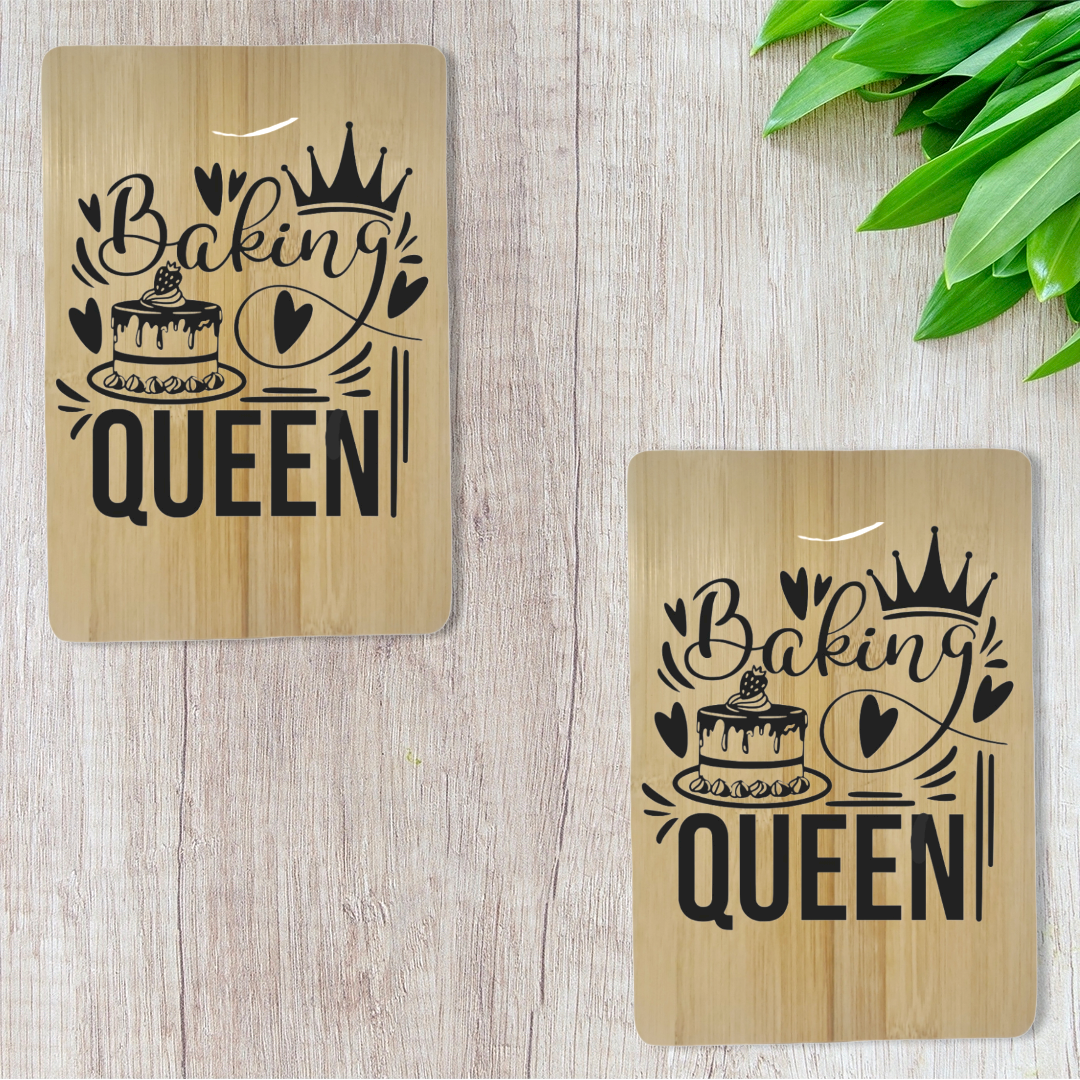 Laser Engraved "Baking Queen" Small Bamboo Cutting Board