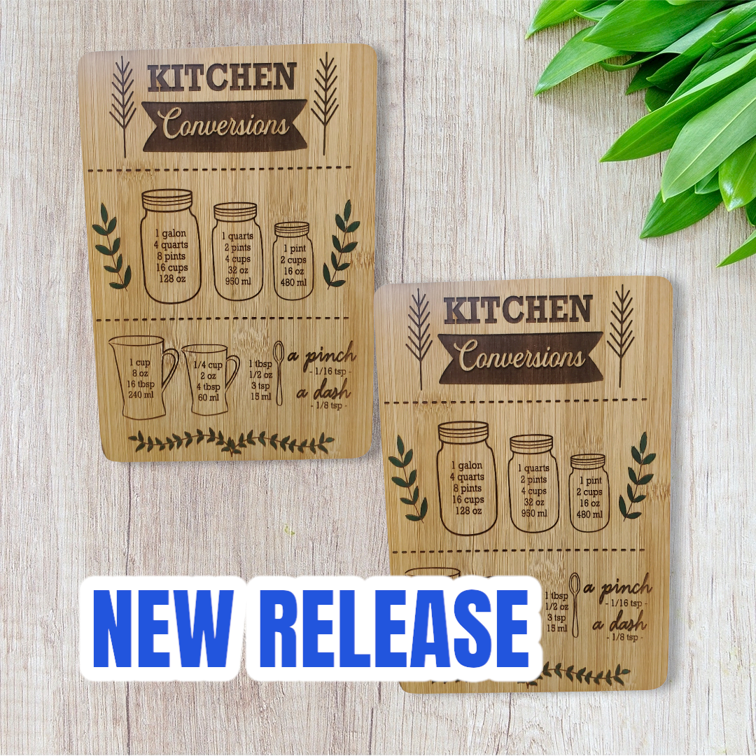 Laser Engraved Bamboo ''Kitchen Conversions'' Cutting Board